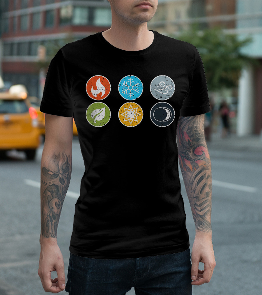Gloomhaven Elements Symbol Fire Ice Air Earth Nature Light Dark T-Shirt