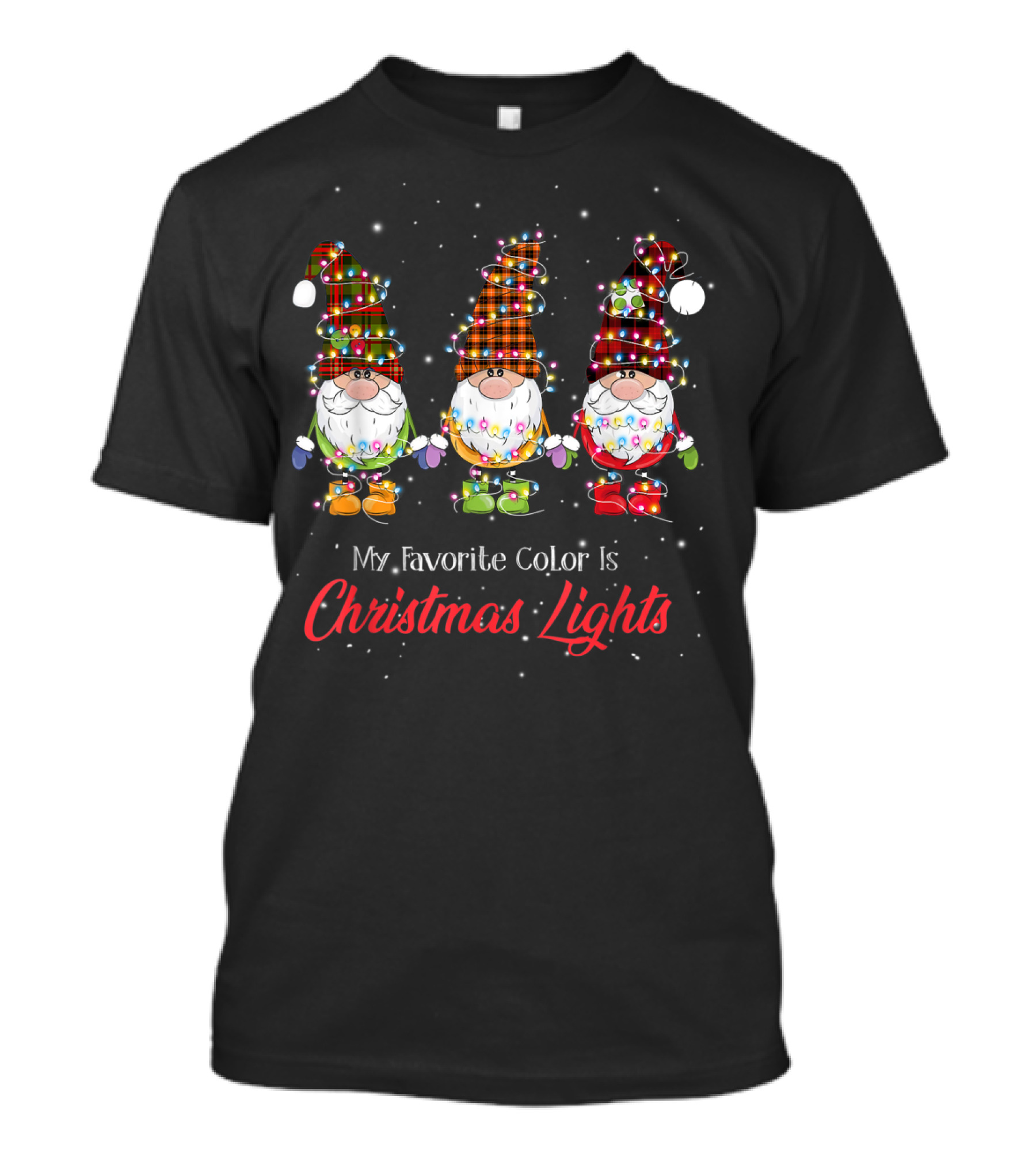 God Jul Gnome Tomte My Favorite Color Is Christmas Lights T-Shirt