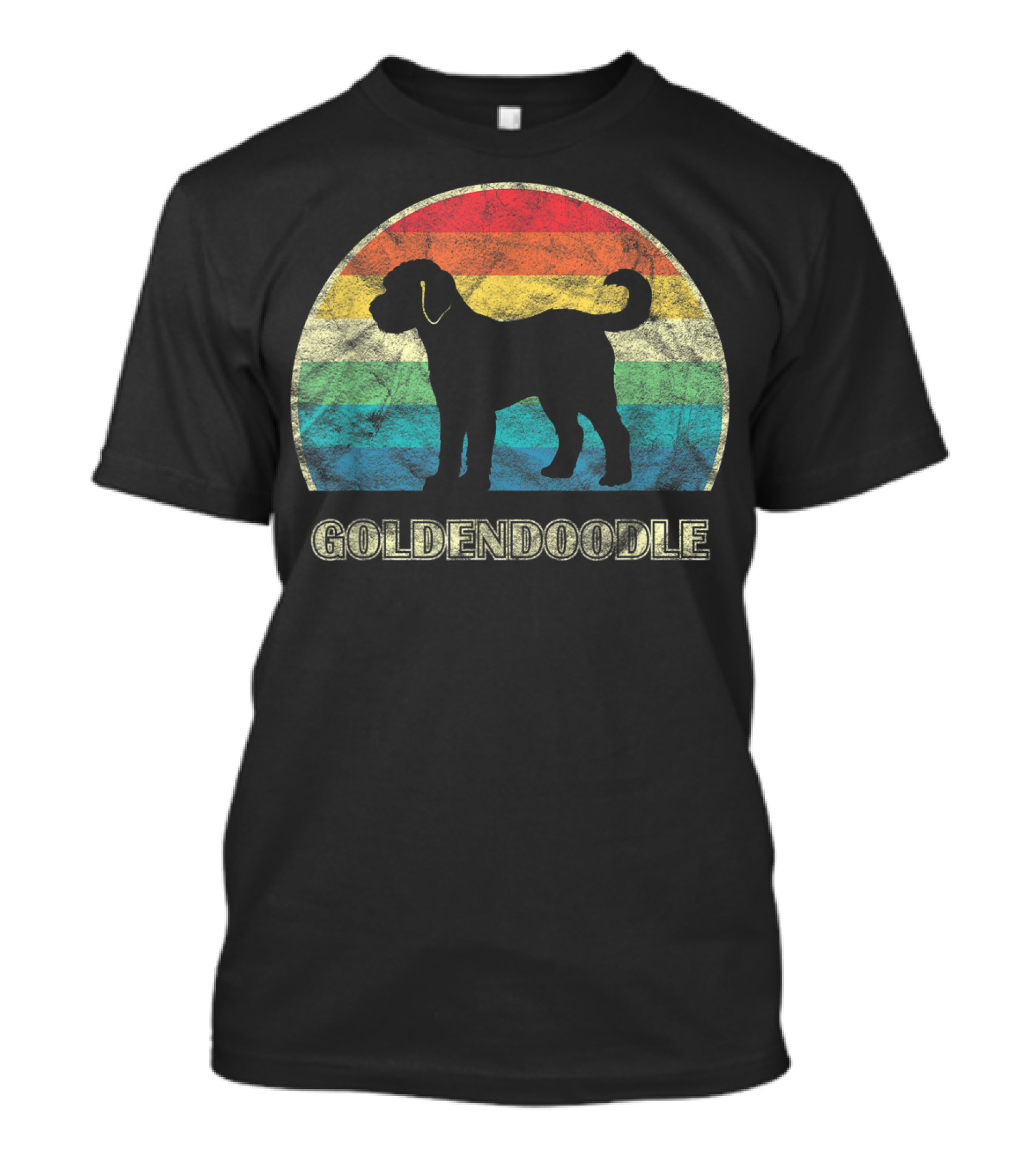 Goldendoodle Silhouette Retro Rainbow T-Shirt