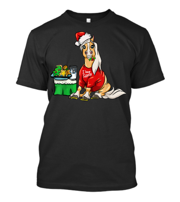 Haflinger Horse I Love Santa Christmas Cookies And Milk Holiday T-Shirt