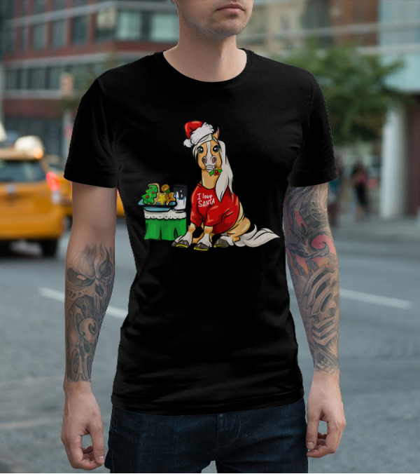 Haflinger Horse I Love Santa Christmas Cookies And Milk Holiday T-Shirt