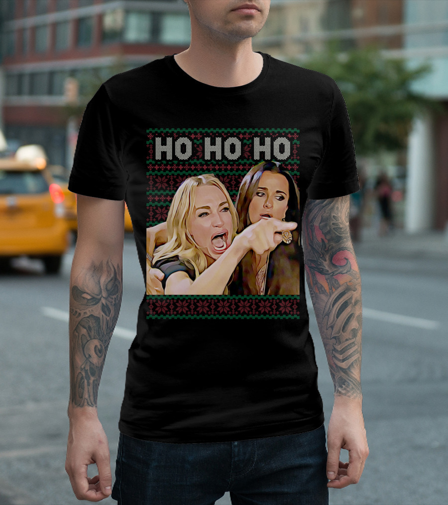 Ho Ho Ho Woman Yelling At Cat Meme Christmas T-Shirt