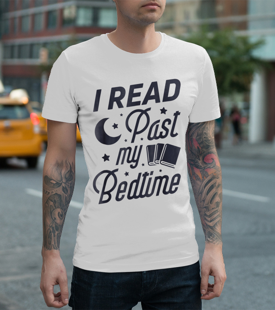 I Read Past My Bedtime with Moon, Stars, and Books T-Shirt