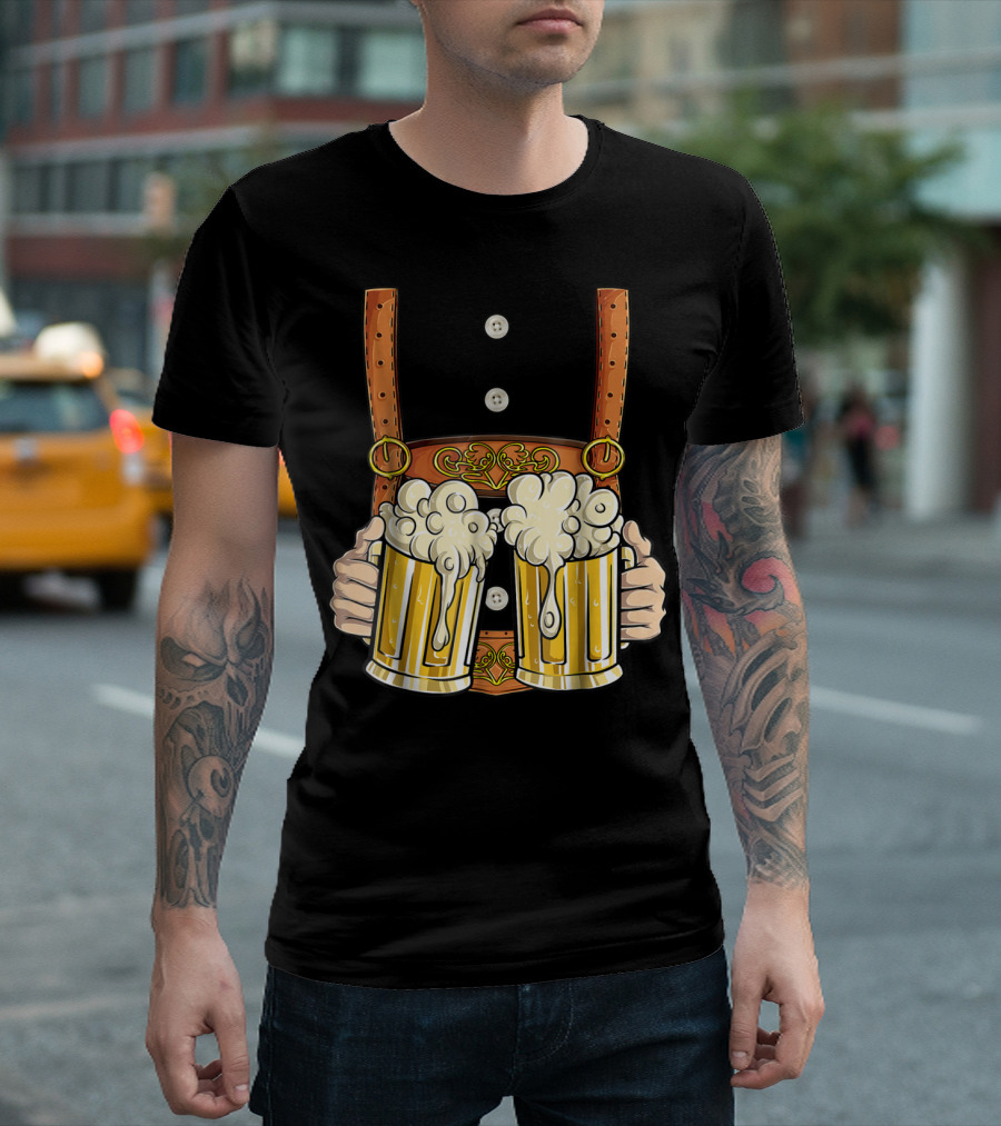 Lederhosen Costume Oktoberfest Men Prost Beer Cheers ZZ T-Shirt