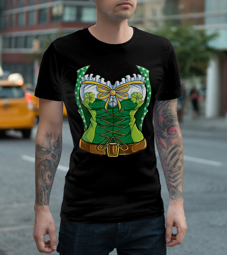 Green Leprechaun Costume St Patrick's Day Women Corset T-Shirt