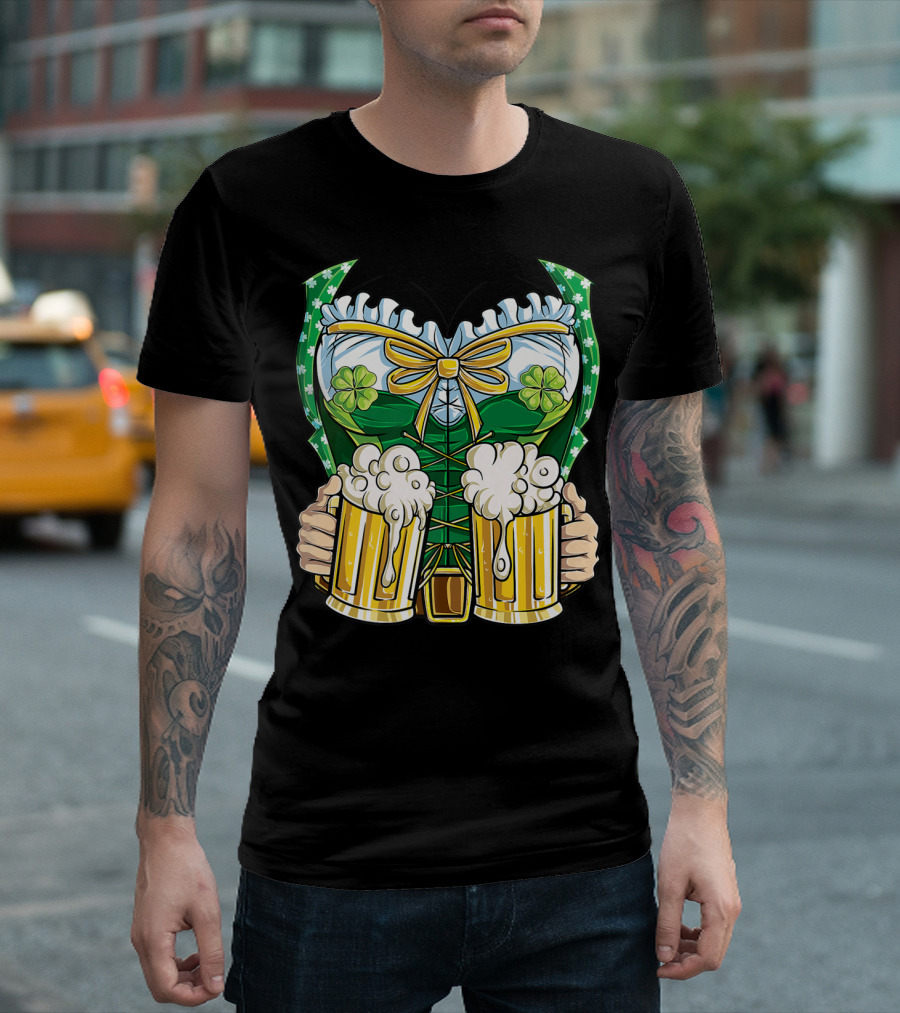 Leprechaun Girl Costume St Patricks Day Beer Clover Corset Women's Top T-Shirt