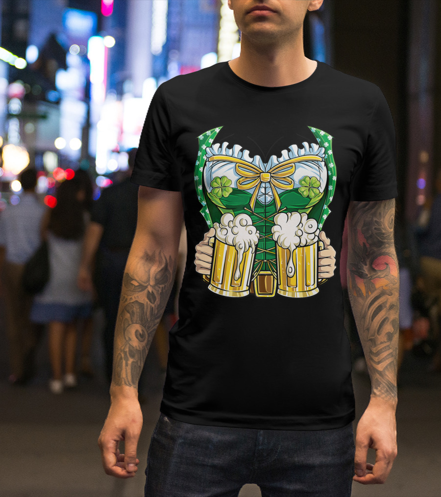 Leprechaun Girl Costume St Patricks Day Beer Clover Corset Women's Top T-Shirt
