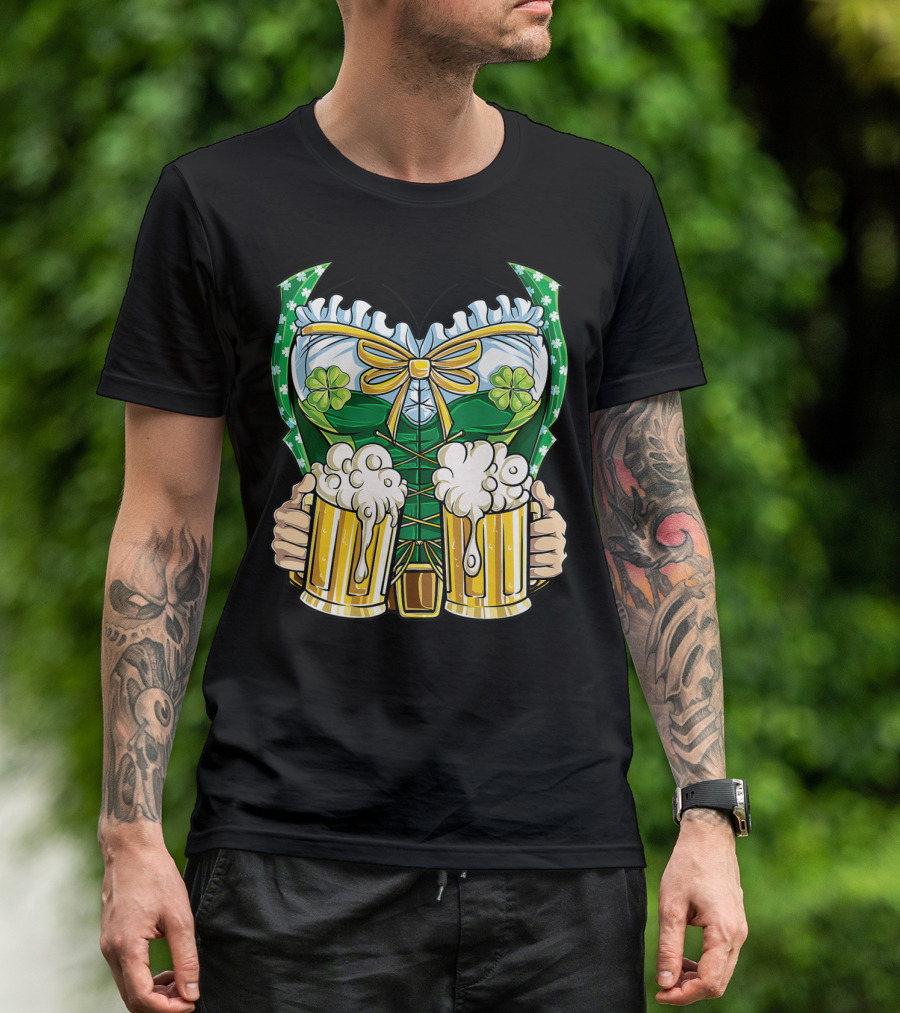 Leprechaun Girl Costume St Patricks Day Beer Clover Corset Women's Top T-Shirt