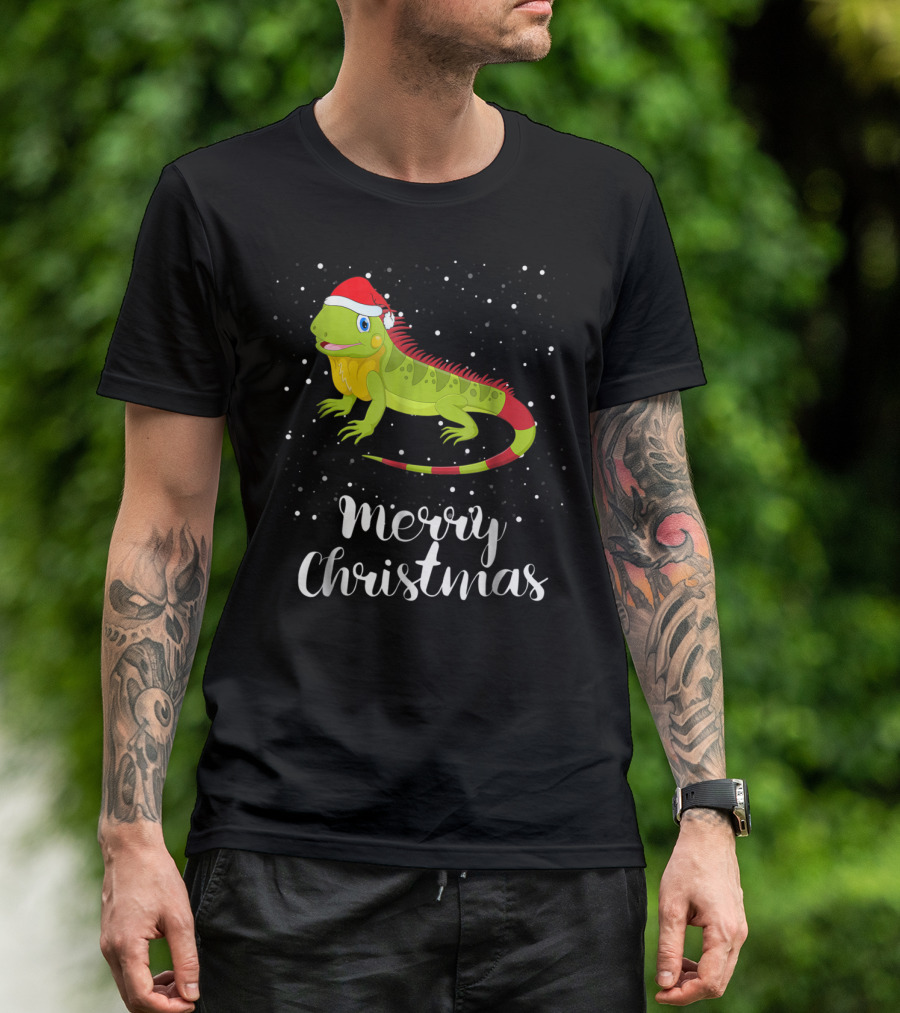 Merry Christmas Iguana Funny Family Matching Group T-Shirt