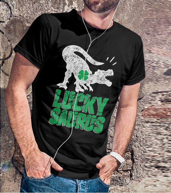 Lucky Saurus Irish Dinosaur Rex T-Shirt