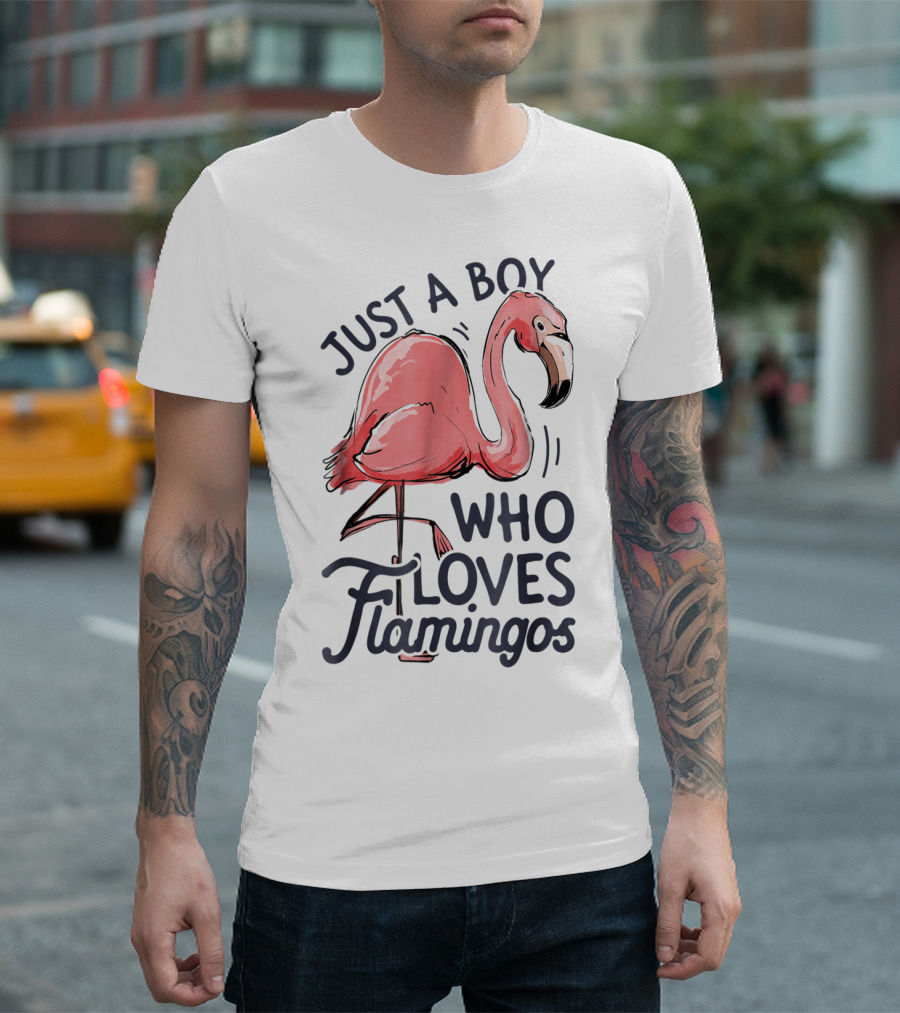 Just A Boy Who Loves Flamingos Pink Flamingo T-Shirt