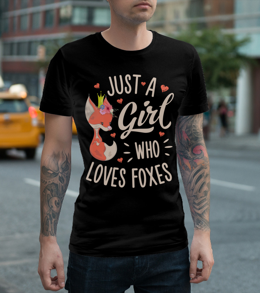 Just A Girl Who Loves Foxes Cute Fox Princess Hearts T-Shirt
