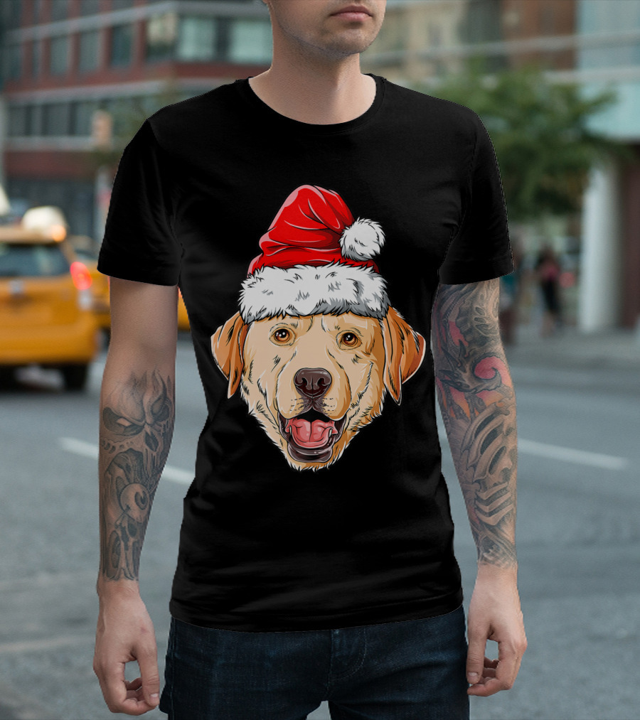 Labrador Santa Christmas Dog Wearing Festive Hat T-Shirt