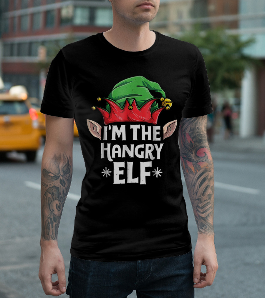 I'm The Hangry Elf Green and Red Hat Christmas T-Shirt