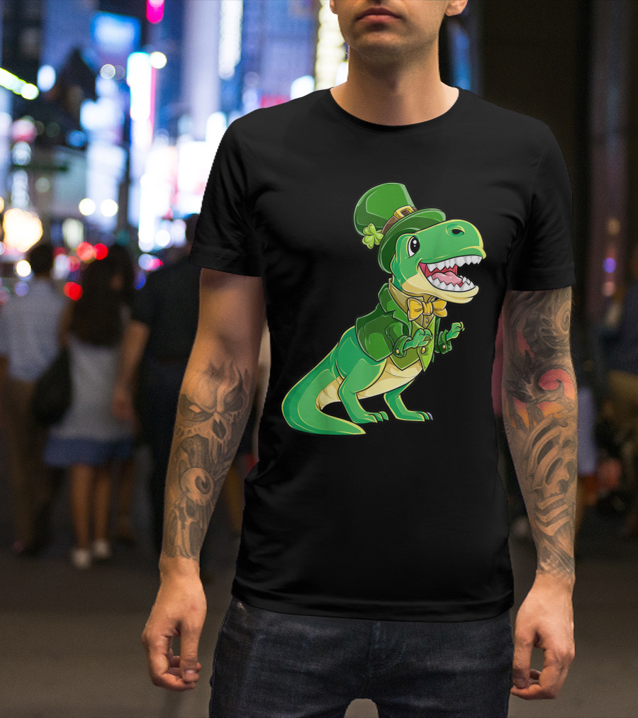 St Patricks Day Dinosaur Leprechaun Irish Boys T-Shirt