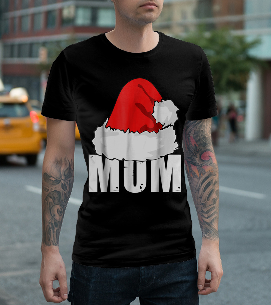 Mum Christmas Santa Hat Family Matching T-Shirt