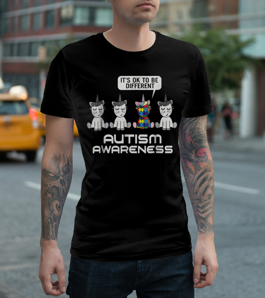 It's Ok To Be Different Unicorn Autism Awareness T-Shirt