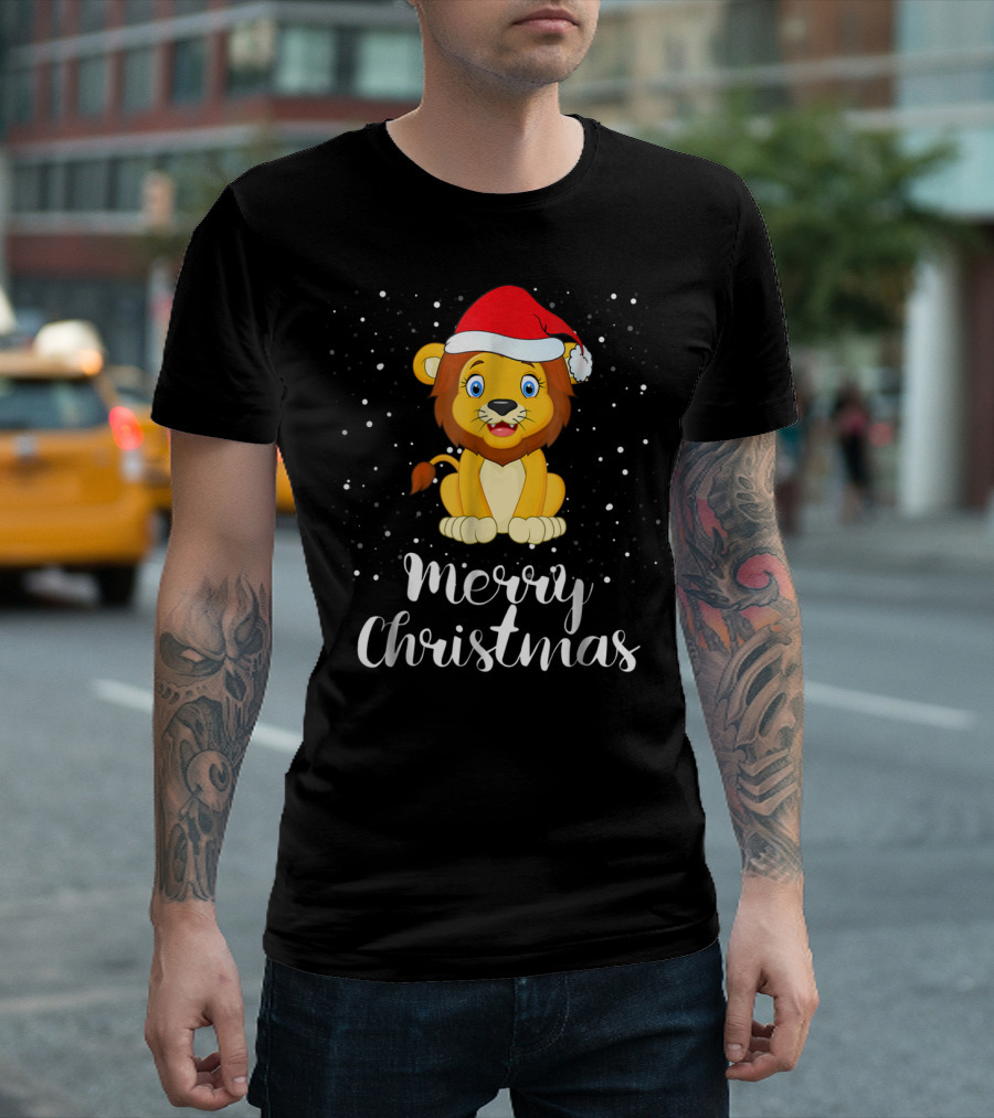 Merry Christmas Lion Funny Matching Family Group T-Shirt