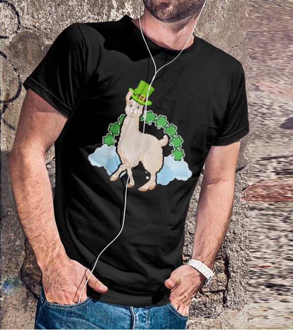 Llama St Patricks Day Rainbow Shamrocks Leprechaun Hat T-Shirt