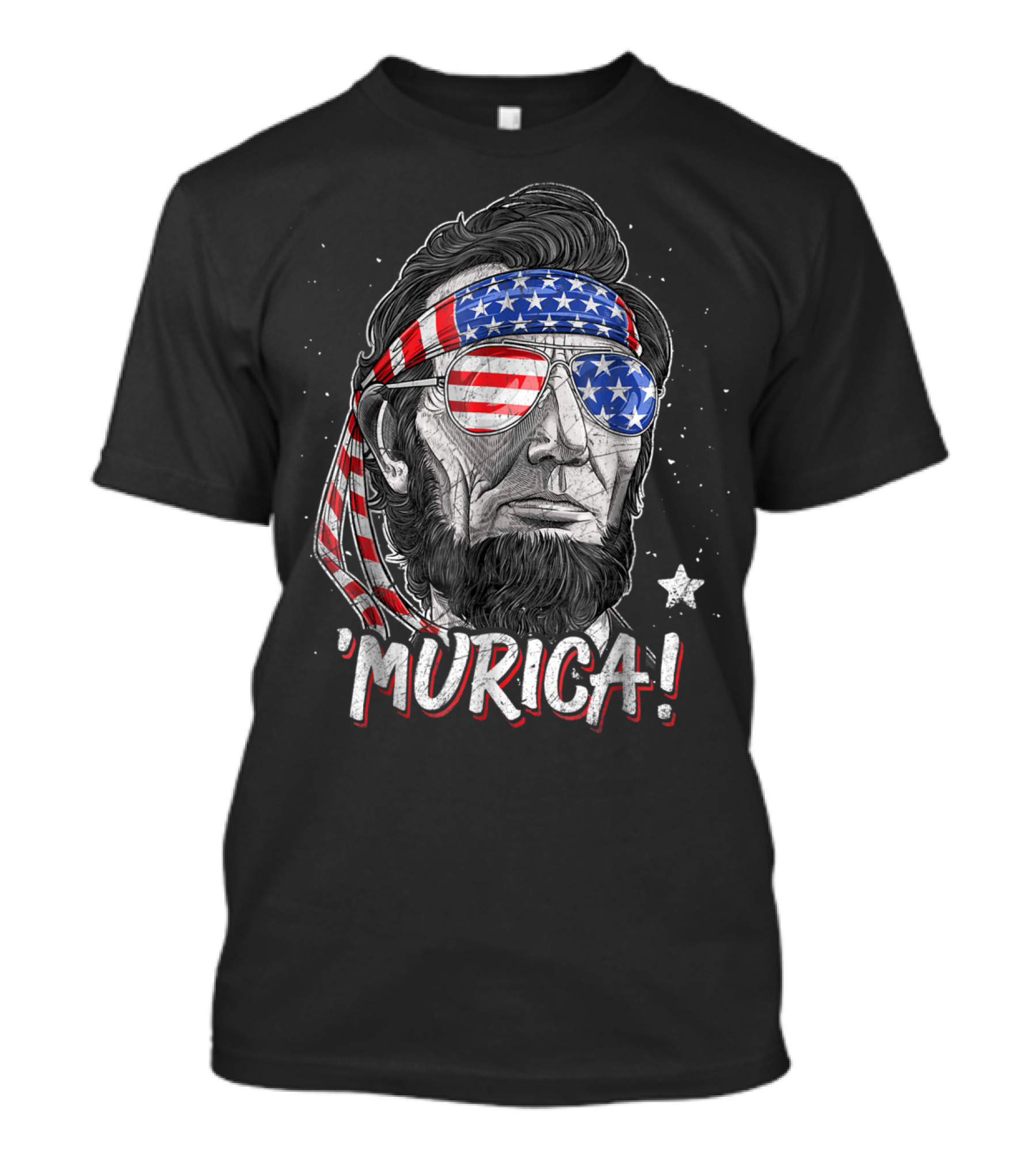 'Murica Abe Lincoln American Flag Bandana Sunglasses 4th Of July T-Shirt