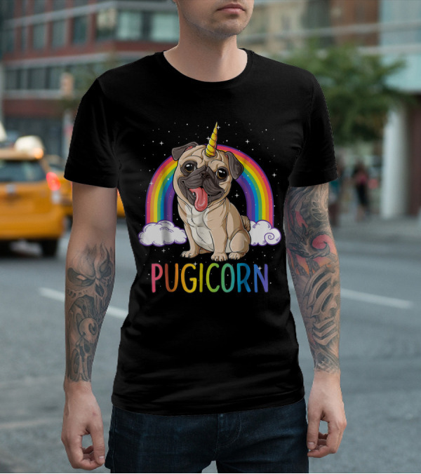 Pugicorn Pug Unicorn Kids Women Rainbow Galaxy T-Shirt