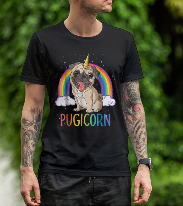 Pugicorn Pug Unicorn Kids Women Rainbow Galaxy T-Shirt