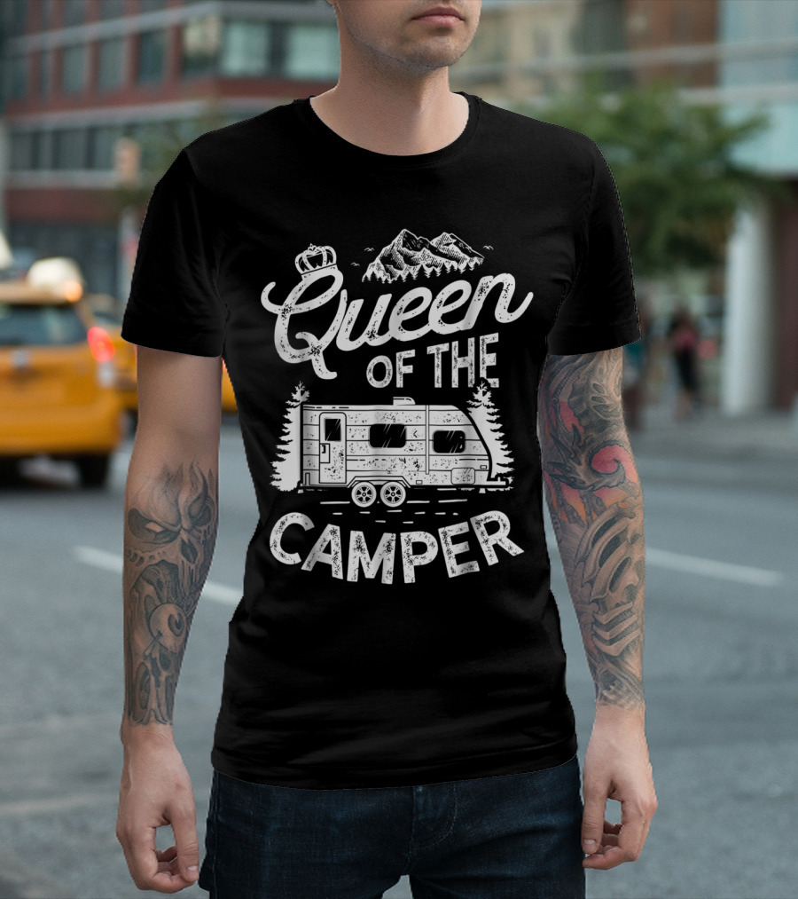 Queen Of The Camper Outdoor Camping Camper Mountain Adventure T-Shirt