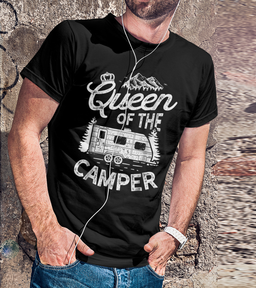 Queen Of The Camper Outdoor Camping Camper Mountain Adventure T-Shirt