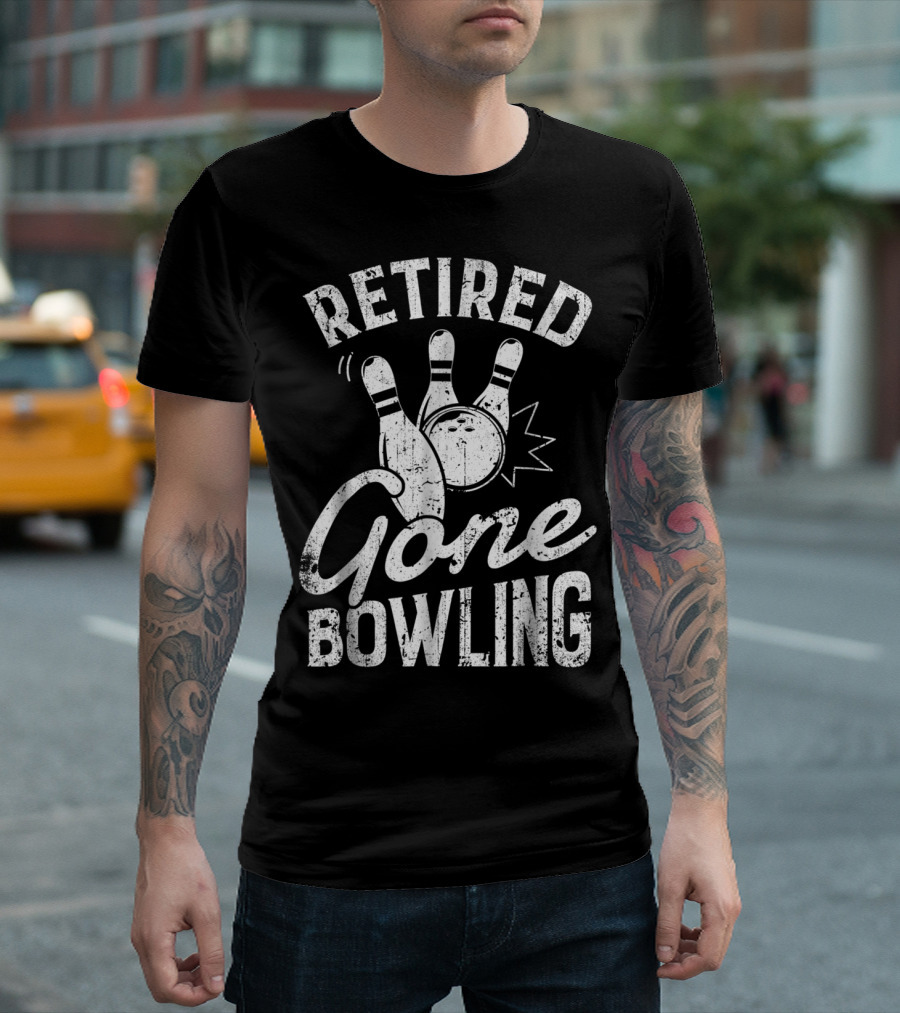 Retired Gone Bowling Bowler Pin Trio T-Shirt