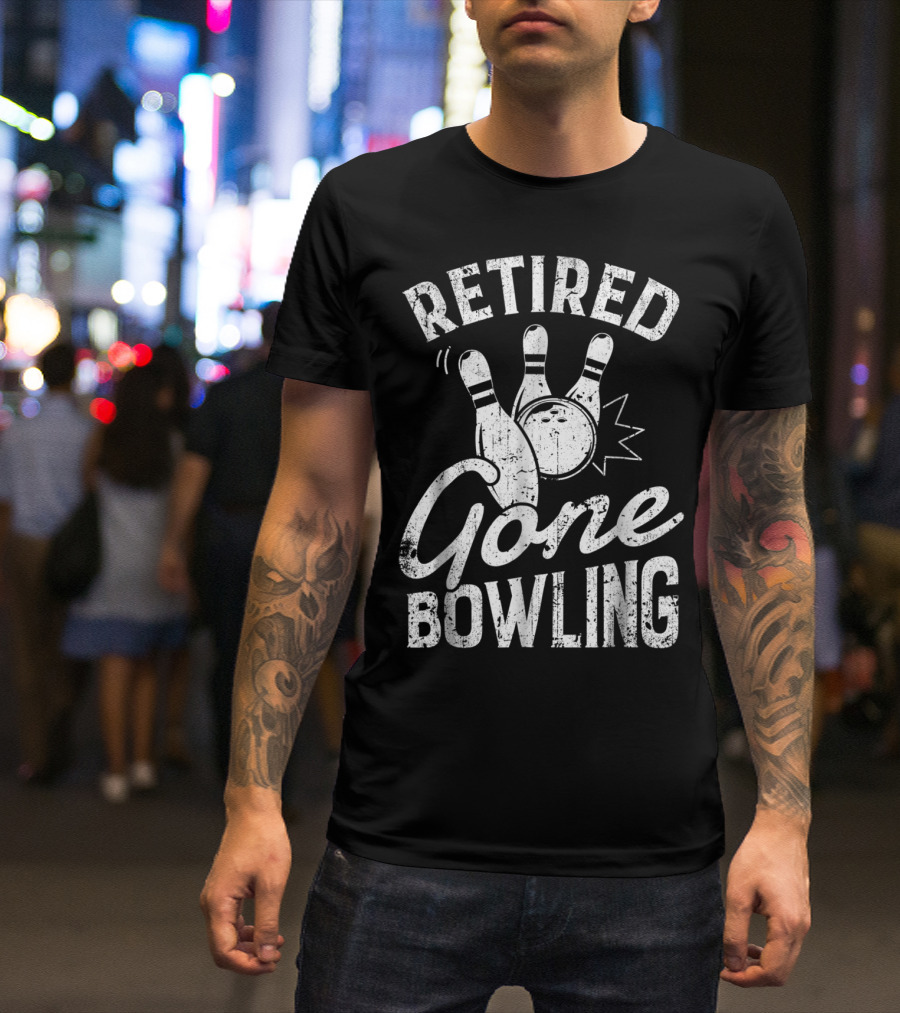 Retired Gone Bowling Bowler Pin Trio T-Shirt