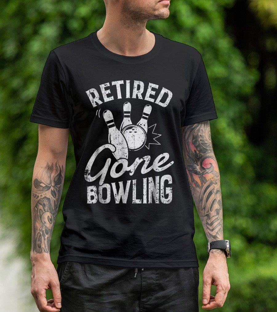 Retired Gone Bowling Bowler Pin Trio T-Shirt