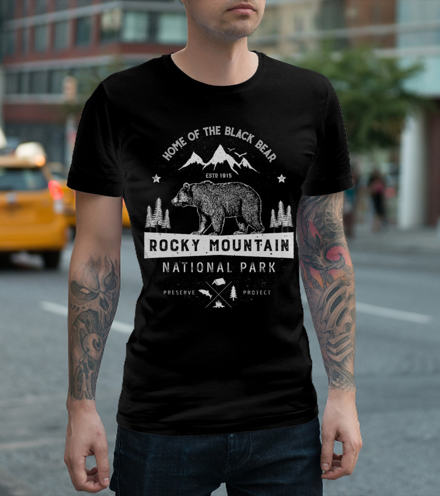 Home of the Black Bear Rocky Mountain National Park Est 1915 Preserve Protect Vintage Colorado T-Shirt
