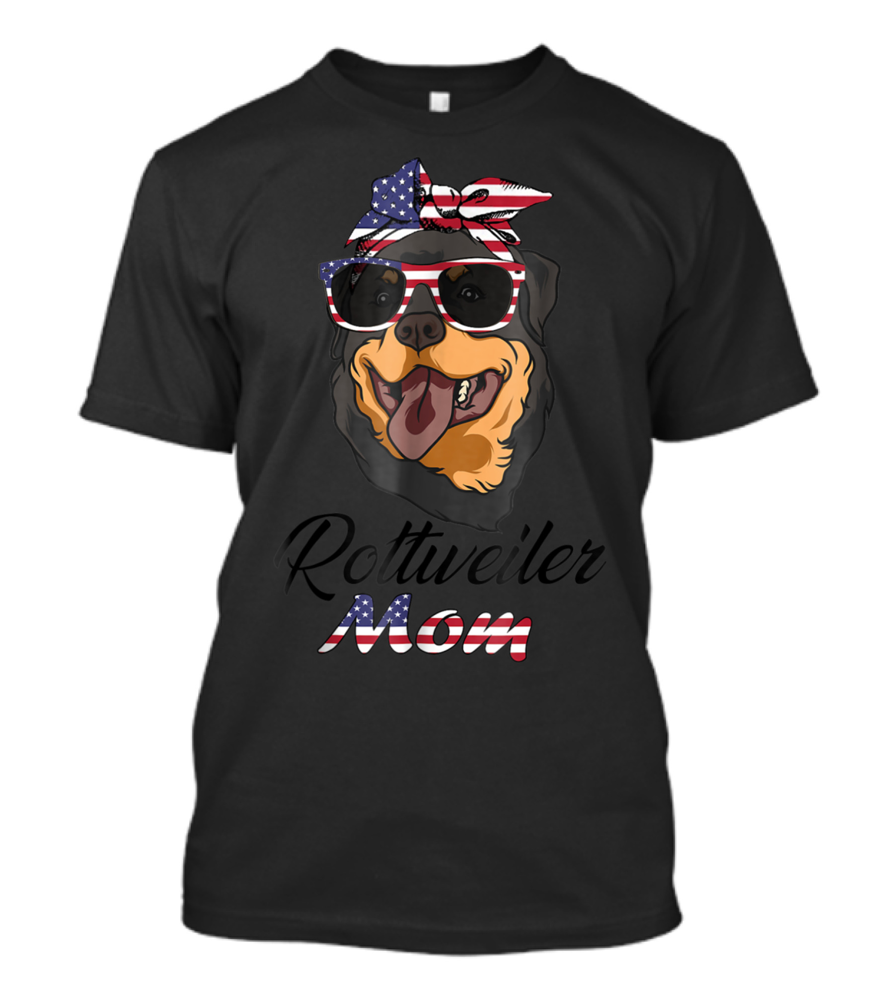 Rottweiler Mom Bandana Glasses American Flag T-Shirt