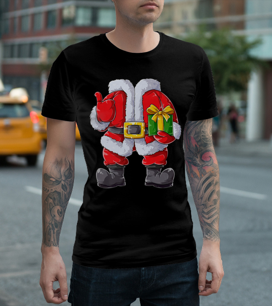 Santa Claus Costume With Gift Holiday Boys Christmas T-Shirt