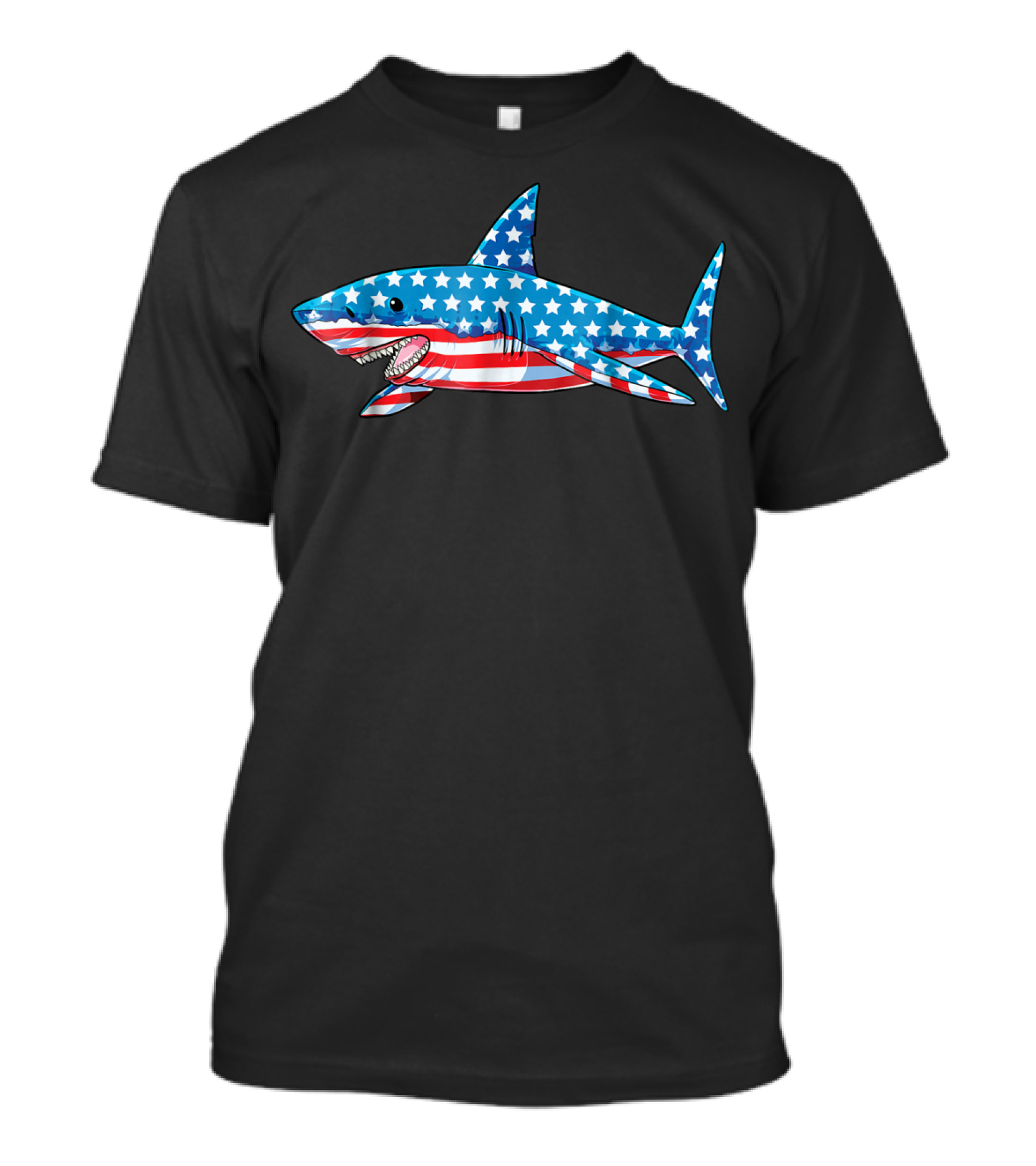 Shark American Flag Stars And Stripes 4th Of July T-Shirt