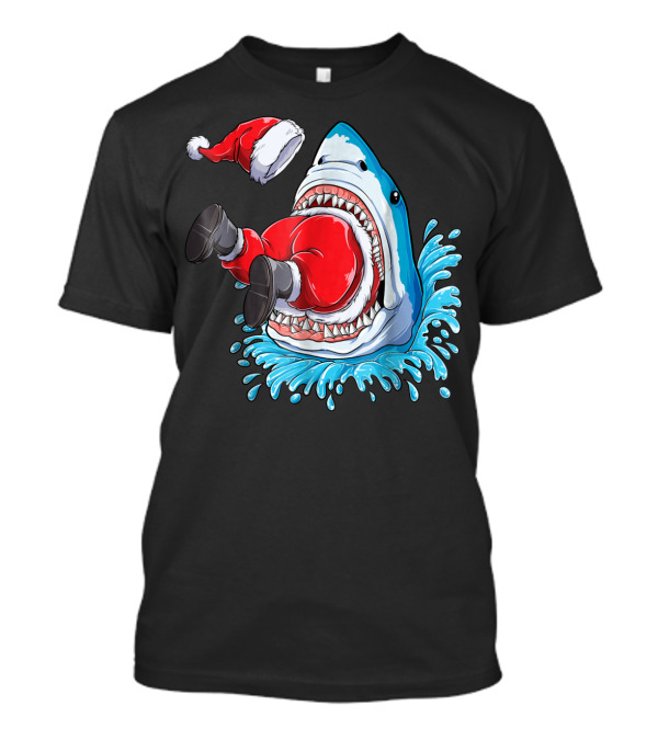 Merry Sharkmas Santa Claus Shark Christmas Holiday Fun T-Shirt
