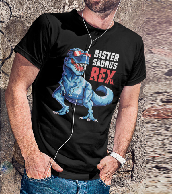 Sister Saurus Rex Dinosaur With Sunglasses T-Shirt