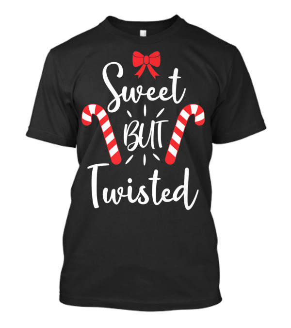 Sweet But Twisted Christmas Candy Cane Bow T-Shirt