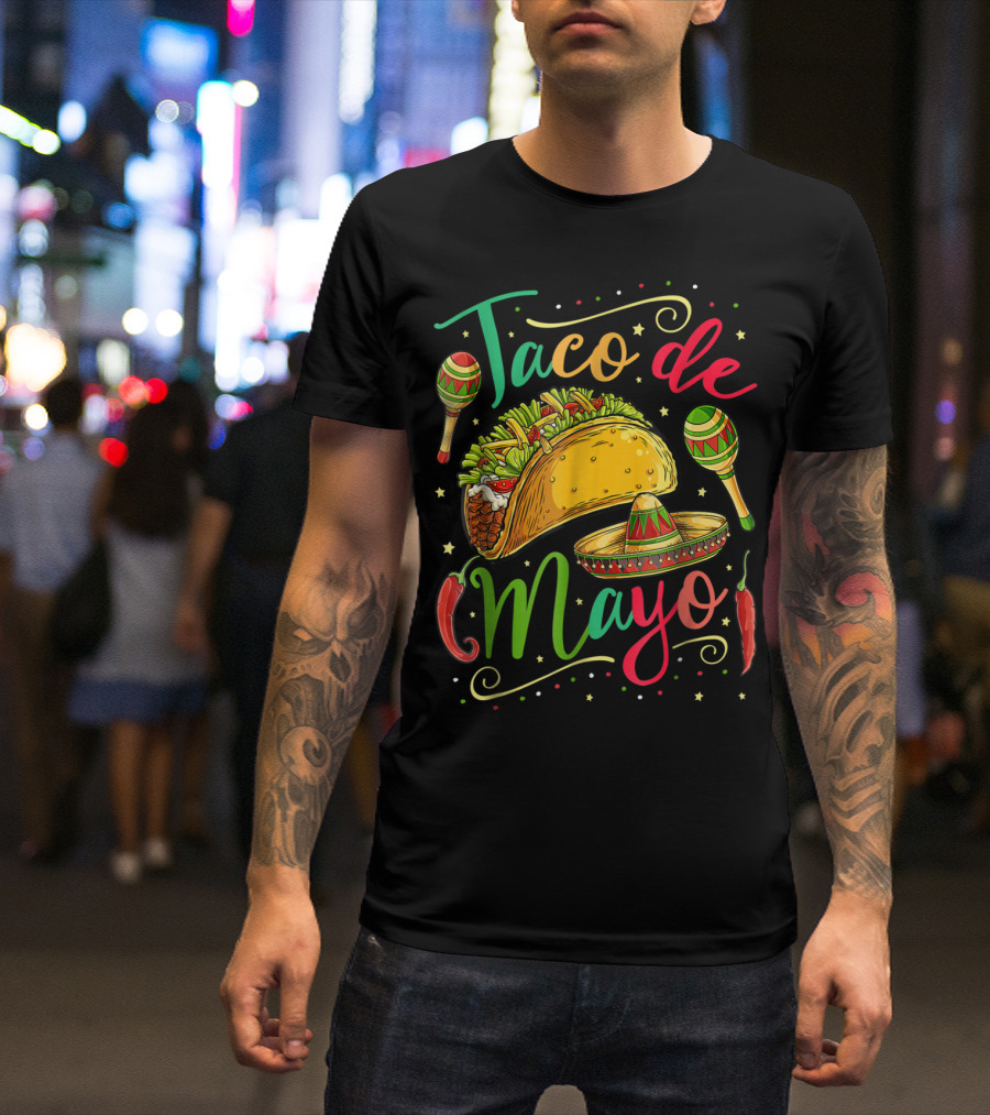 Taco De Mayo Cinco De Mayo Festive Maracas Sombrero Peppers T-Shirt