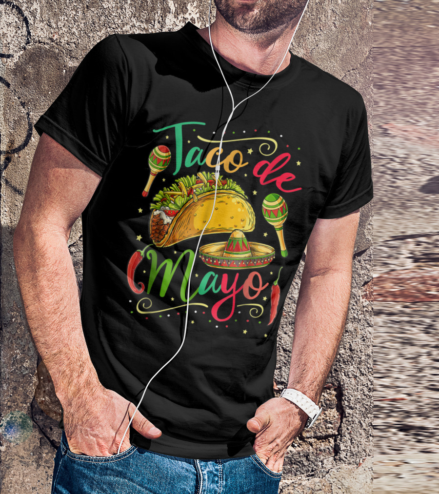 Taco De Mayo Cinco De Mayo Festive Maracas Sombrero Peppers T-Shirt
