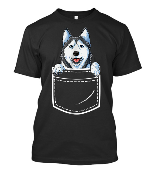 Siberian Husky Peeking From Your Front Pocket T-Shirt