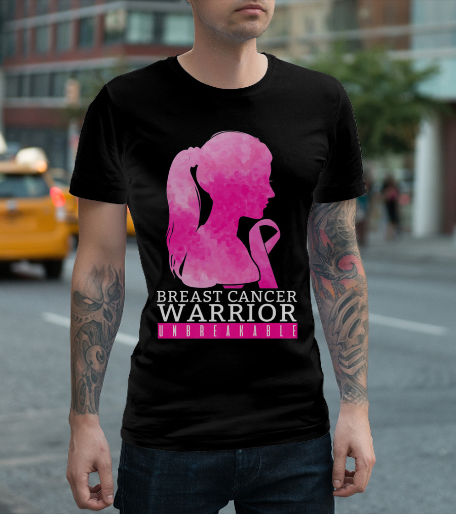 Breast Cancer Warrior Unbreakable Pink Ribbon T-Shirt