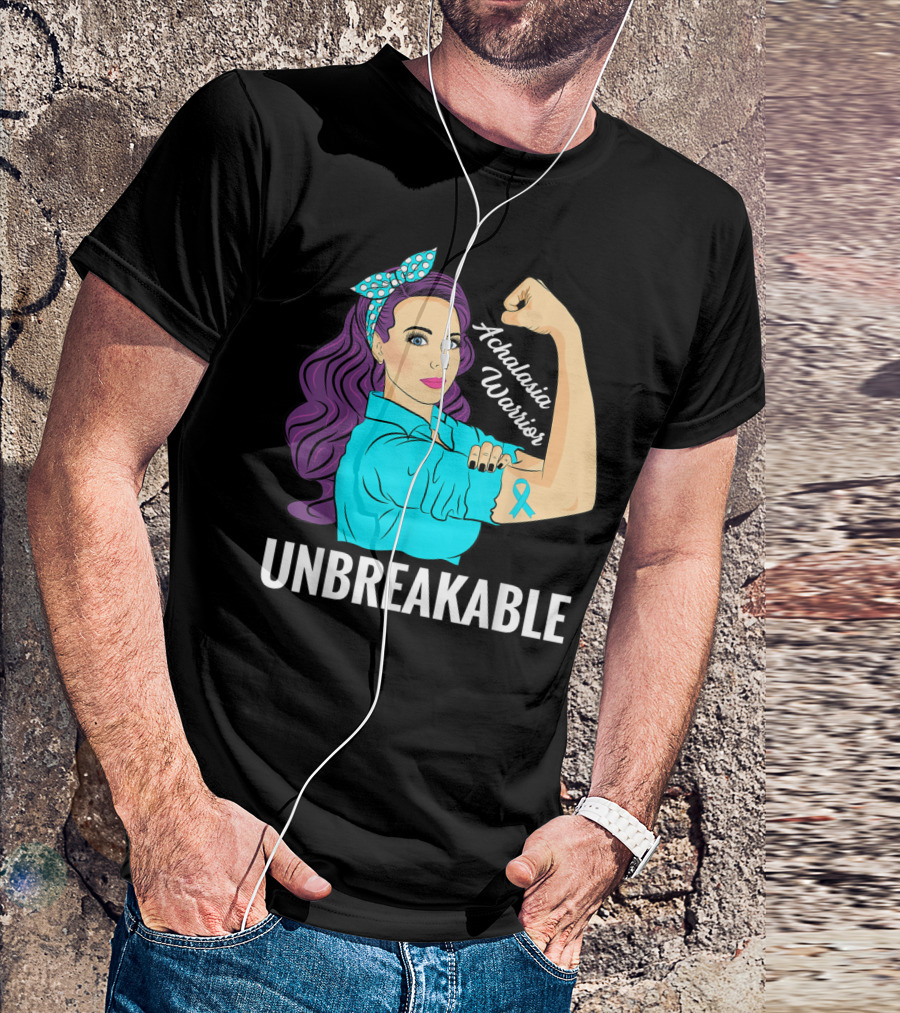 Achalasia Warrior Unbreakable Rosie The Riveter Style Awareness T-Shirt