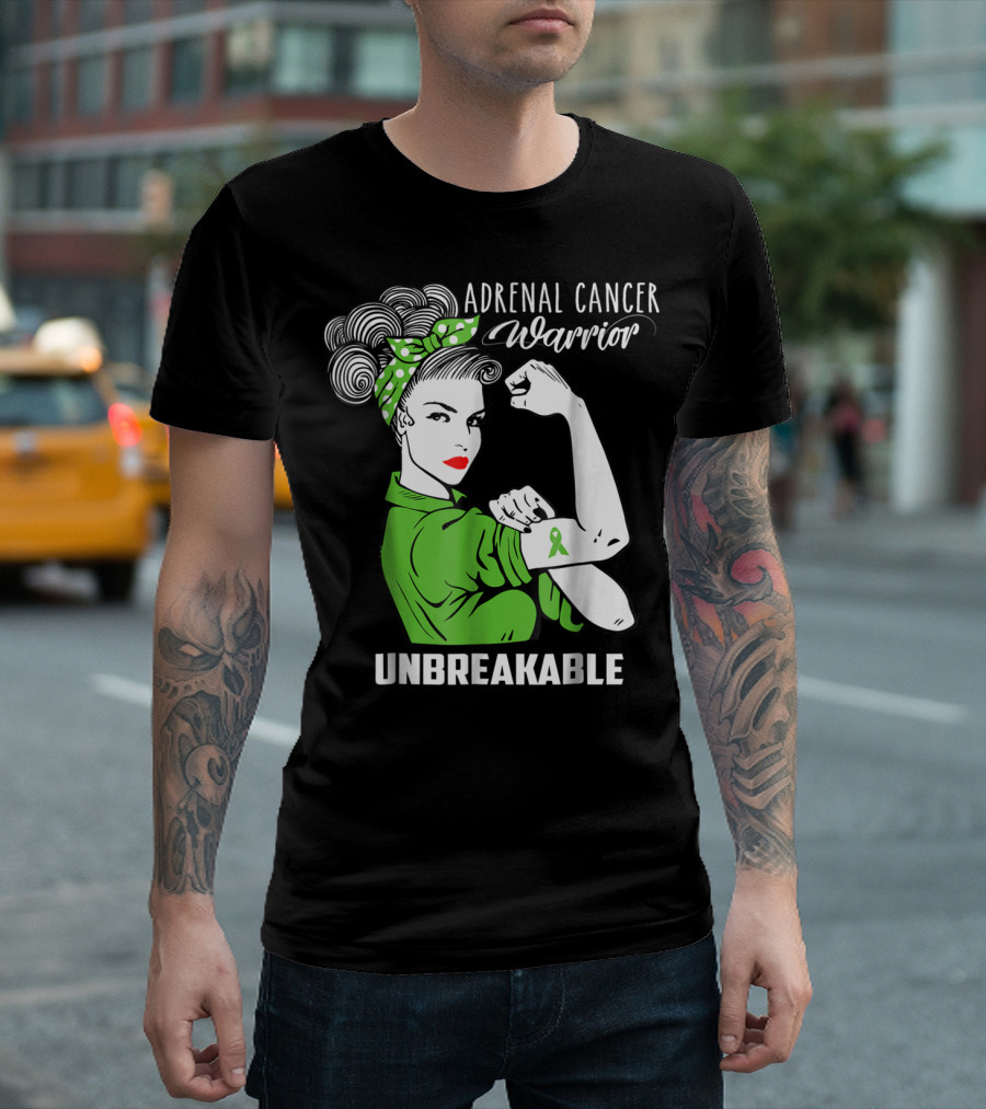 Adrenal Cancer Warrior Unbreakable Awareness Ribbon Strength T-Shirt