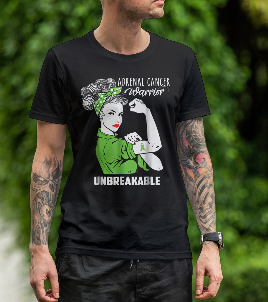 Adrenal Cancer Warrior Unbreakable Awareness Ribbon Strength T-Shirt