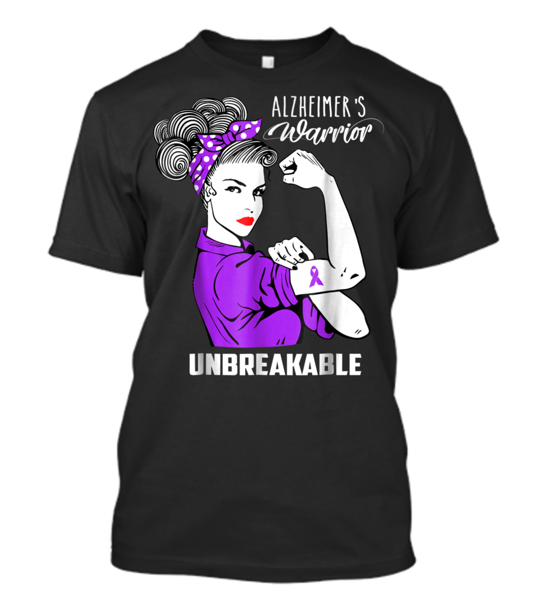 Alzheimer's Warrior Unbreakable Ribbon Retro Rosie T-Shirt