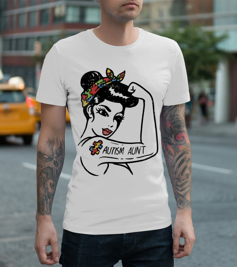Autism Aunt Unbreakable Puzzle Piece Bandana Tattoo T-Shirt