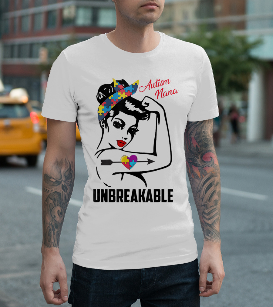 Autism Nana Unbreakable Puzzle Heart Bandana T-Shirt