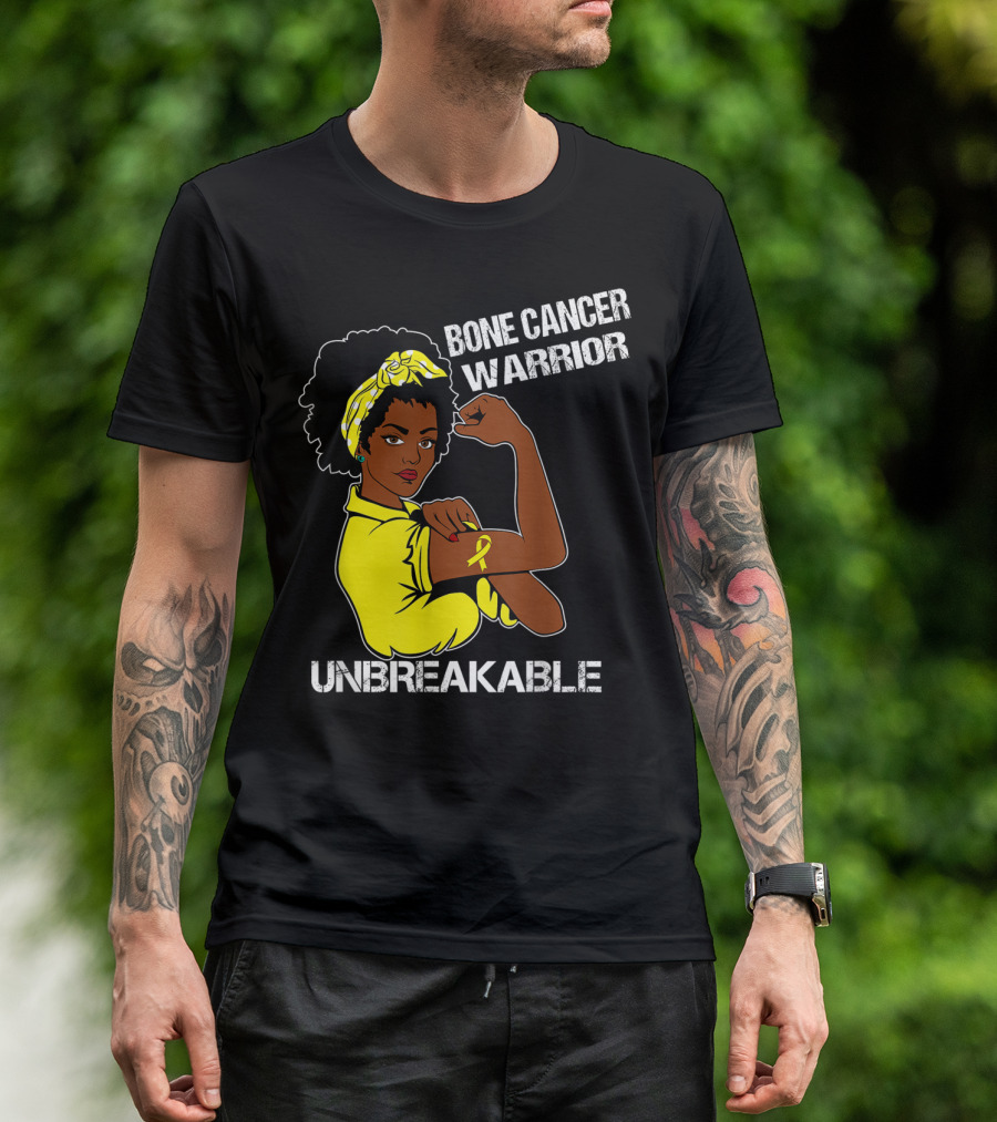 Bone Cancer Warrior Yellow Ribbon Unbreakable T-Shirt