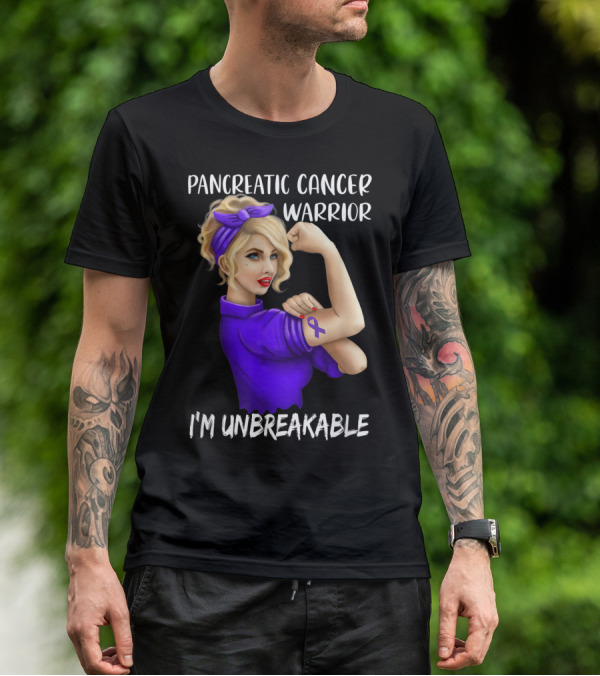 Pancreatic Cancer Warrior I'm Unbreakable T-Shirt